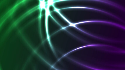 Green violet neon shiny waves background