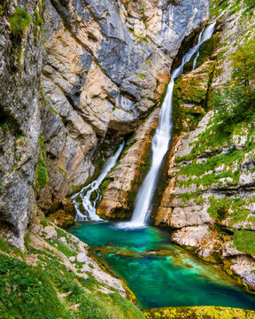 Slap Savica Waterfall in Slovanie.