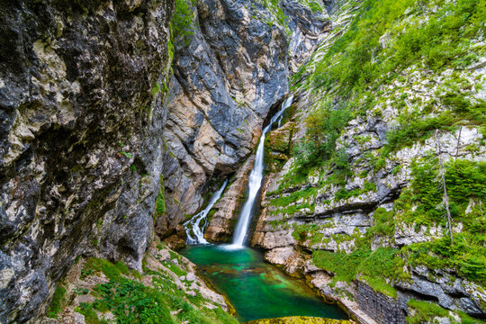 Slap Savica Waterfall in Slovanie.