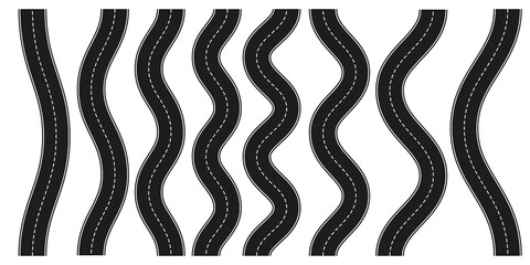 Fototapeta premium Winding road isolated on white background. Asphalt roads. View from above.