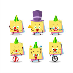 Cartoon character of sticky notes paper with various circus shows