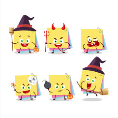 Halloween expression emoticons with cartoon character of sticky notes paper