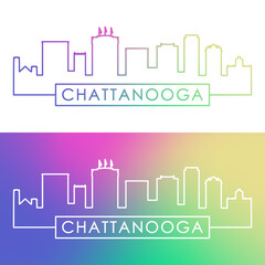 Chattanooga skyline. Colorful linear style. Editable vector file.