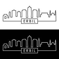 Erbil skyline. Linear style. Editable vector file.