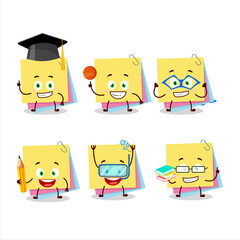 School student of sticky notes paper cartoon character with various expressions