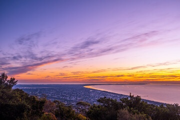 Scenic sunset over Mornington Peninsula in Melbourne, Australia