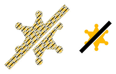 Recursive collage frorbidden sheriff star and source icon. Vector collage is created with recursive frorbidden sheriff star icons. Flat vector design on a white background.
