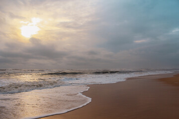 A beautiful/best scenic sunset and sea waves in the evening