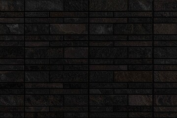 Black pattern of black stone cladding wall tile texture and seamless background