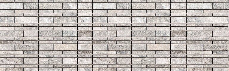 Panorama of White pattern of black stone cladding wall tile texture and seamless background
