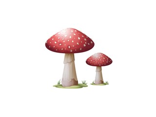 very beautiful mushrooms on white background - 3d rendering