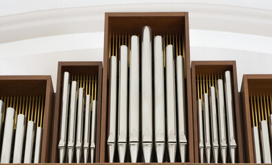 Organ and organ pipes, church musical instrument - 376032771