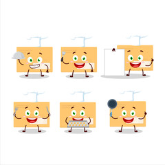 Cartoon character of brown rectangle envelope with various chef emoticons