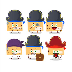 Cartoon character of brown rectangle envelope with various pirates emoticons