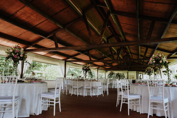 wedding reception table. Tables set up for a elegant meal