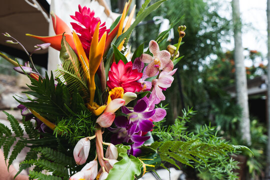 Hawaiian tropical flowers bouquet colourful beautiful flower arrangement garden