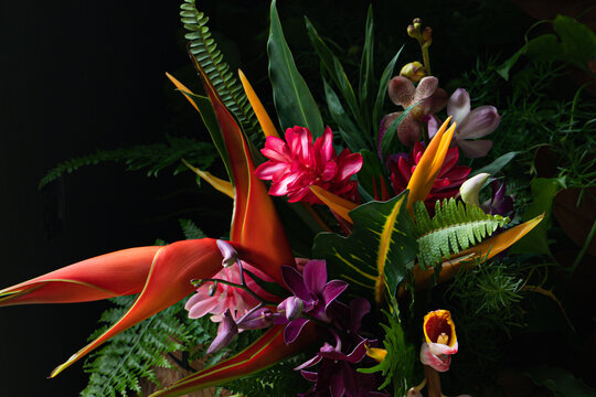 Hawaiian tropical flowers bouquet colourful beautiful flower arrangement tropical summer