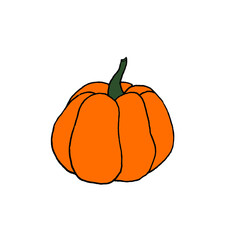 Orange pumpkin clip art isolated on white background as illustration for autumn halloween design    
