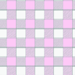 Artistic plaid check seamless patten vector in light grey and pale pink . Modern vintage effect fabric texture print design for carpet, rug, flooring, suit,  digital or weaving pattern