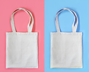 Mockup design bag concept. Cloth shopping sack mockup with copy space. Eco friendly. Zero waste concept.