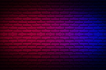 Fototapeta na wymiar Lighting effect neon light on brick wall texture for background.
