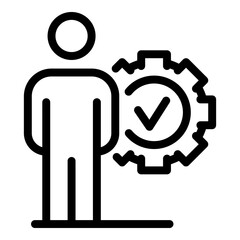 Man mark done icon. Outline man mark done vector icon for web design isolated on white background