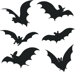 Vector halloween clipart the bats. Illustration for seasonal design, textile, decoration kids playroom or greeting card. Isolated sketch object. Flat vector illustration