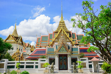Wat Phrakeaw or Wat Phra Si Rattana Satsadaram,The beautiful of the pagoda and blue sky,The temple...