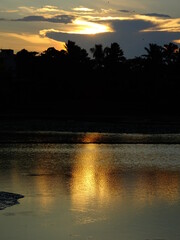 Beautiful sunset view of the lake making a breath taking landscape in Bhubaneswar city