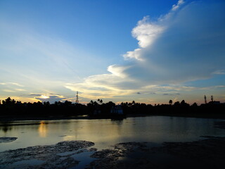 Beautiful sunset view of the lake making a breath taking landscape in Bhubaneswar city