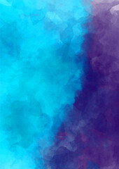 Fototapeta na wymiar Blue violet hand painted watercolor background