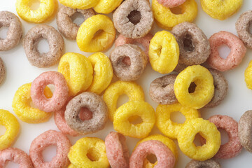 Background of colorful cereal rings