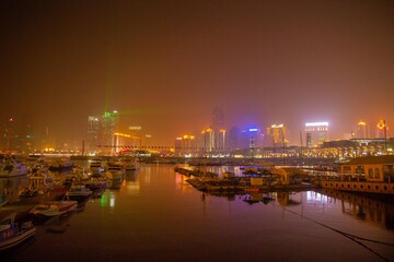 Fototapeta na wymiar Tsingtao harbour, old and new