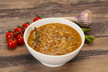 Caucasian Kharcho soup with beef meat