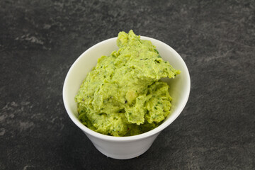 Avocado guacamole sauce with chili pepper
