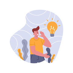 Online education, man thinking, brainstorming ideas modern vector illustration for website