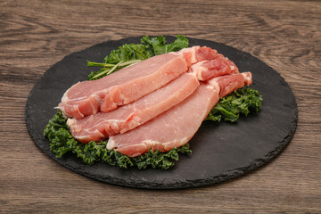 Raw pork steak for cooking
