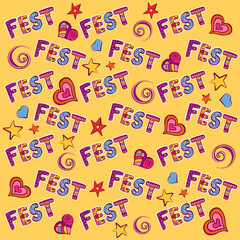Festival hand drawn lettering pattern composition