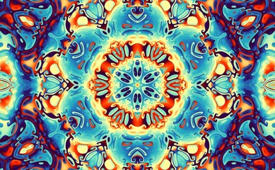 Fototapeta premium Abstract wavy futuristic ornament. Horizontal background with aspect ratio 16 : 9