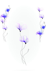 Fototapeta na wymiar watercolor flowers vignette colorful template for design vintage blooming background 