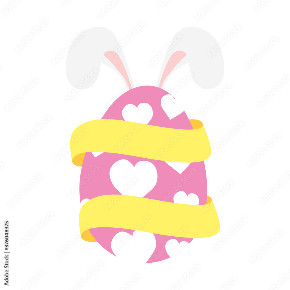 Sticker happy easter egg paint with hearts and ears rabbit