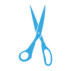 Tailoring scissors, simple blue silhouette on a white background. Isolated