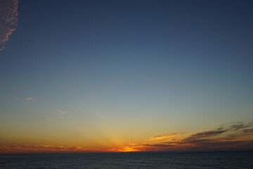 Sunset in nostalgic atmosphere in rural seaside of Japan, Itoigawa, Nigata, Japan