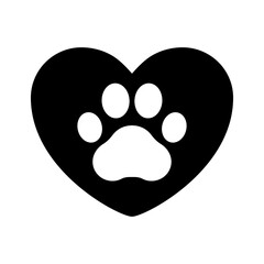 Love for pets. Paw prints. Dog or cat vector, icon. Footprint pet. Foot puppy isolated on white background. Black silhouette paw. Cute shape paw print. Walks for design . Animal track. Trace foot