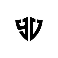 YU monogram logo with shield shape design template