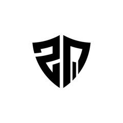 ZQ monogram logo with shield shape design template
