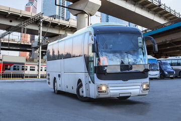 Fototapeta premium Buses at the bus station in the city