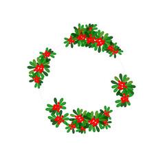 Christmas berry wreath on white