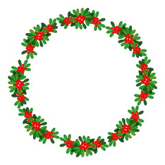Fototapeta na wymiar Christmas berry wreath design on white
