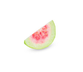 pink guava fruit on white background.